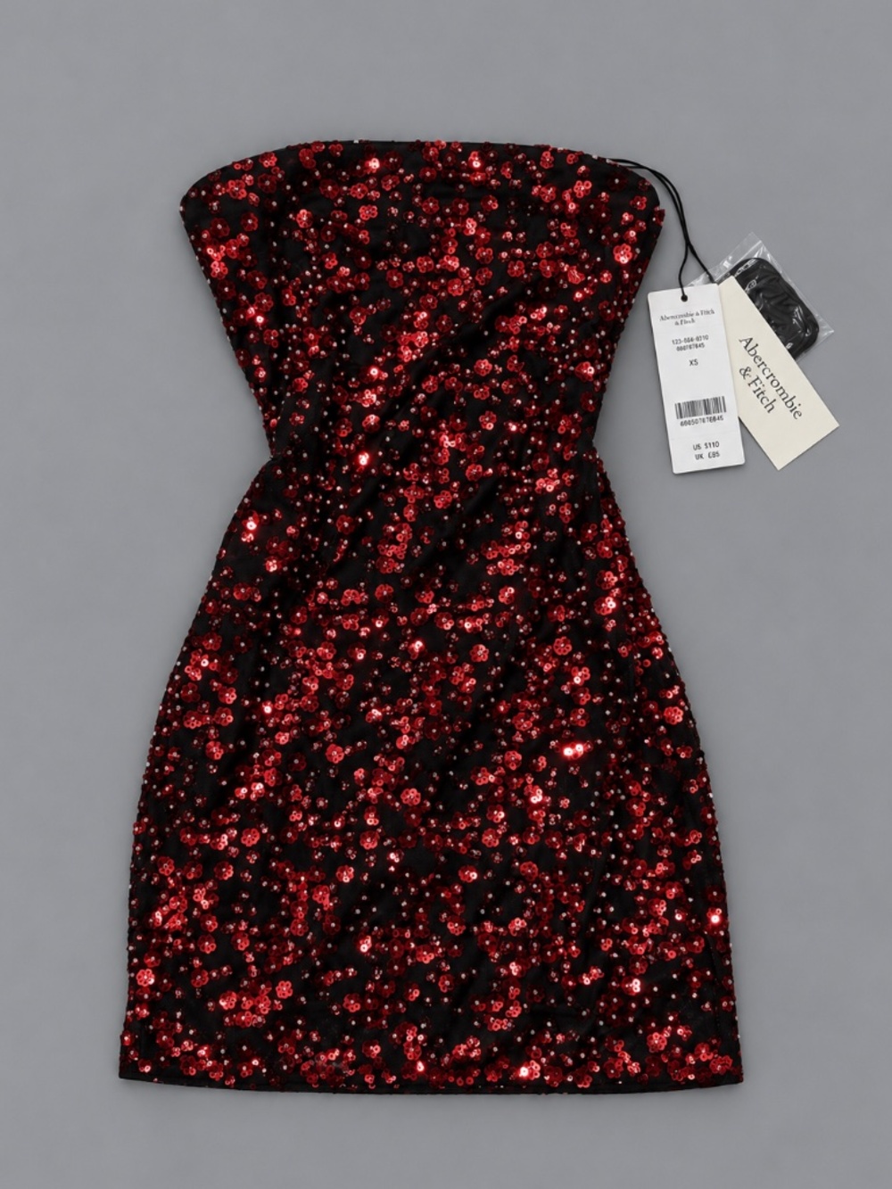 Abercrombie & Fitch Scarlett Red Sequin Strapless Mini Dress XS NWT